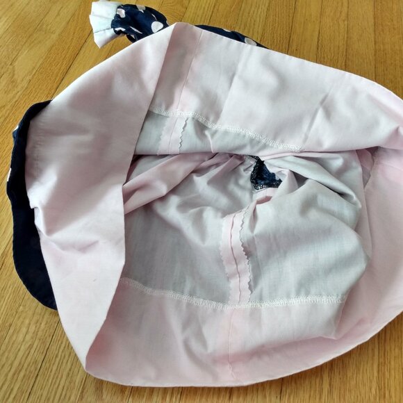 Vintage Handmade Baby Dress Blue Pink Polka Dots - Picture 11 of 14